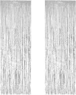 🎉 sparkling silver foil fringe curtains for christmas, new years, birthdays & events - 2 pack 3.3ft x 9.8ft metallic tinsel photo booth backdrop curtains logo