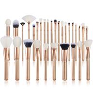 💄 jessup professional makeup brush set - premium synthetic wood vegan cosmetic tool gold 30pcs t400 - face & eye brushes with labeled handles logo