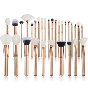 img 4 attached to 💄 Jessup Professional Makeup Brush Set - Premium Synthetic Wood Vegan Cosmetic Tool Gold 30pcs T400 - Face & Eye Brushes with Labeled Handles