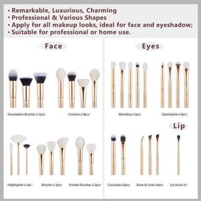 img 3 attached to 💄 Jessup Professional Makeup Brush Set - Premium Synthetic Wood Vegan Cosmetic Tool Gold 30pcs T400 - Face & Eye Brushes with Labeled Handles