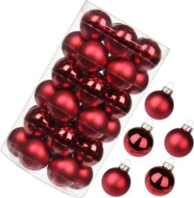 img 4 attached to 🎄 1.57" Christmas Ball Ornaments 36 Pc Glass Tree Decor Set - Red Seamless Balls with Hanging Loop for Xmas Tree & Holiday Party