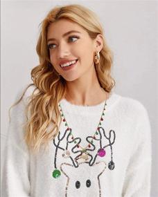 img 3 attached to 🎄 Sparkle with Style: Isaloe Christmas Necklaces – Festive Rhinestone Reindeer Pendant for Women and Girls – Perfect Xmas Party Gift!