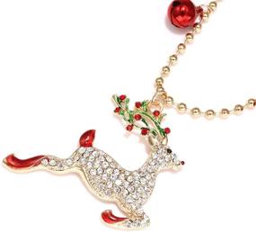 img 1 attached to 🎄 Sparkle with Style: Isaloe Christmas Necklaces – Festive Rhinestone Reindeer Pendant for Women and Girls – Perfect Xmas Party Gift!