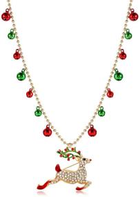 img 4 attached to 🎄 Sparkle with Style: Isaloe Christmas Necklaces – Festive Rhinestone Reindeer Pendant for Women and Girls – Perfect Xmas Party Gift!