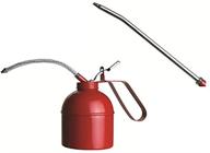 🔴 prolube 16-ounce (500ml) heavy duty steel pump pistol oiler with rigid & flexible spout, dome shape, in eye-catching red color (41433) logo