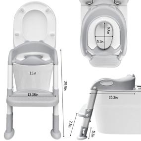 img 2 attached to 🚽 Grey Potty Training Seat with Step Stool Ladder & Handles - Anti-Slip Pads, Toddler Toilet Training Seat for Boys and Girls