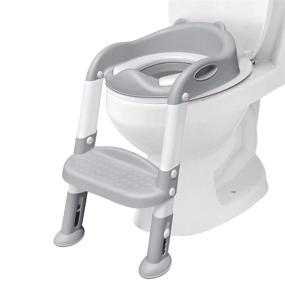 img 4 attached to 🚽 Grey Potty Training Seat with Step Stool Ladder & Handles - Anti-Slip Pads, Toddler Toilet Training Seat for Boys and Girls
