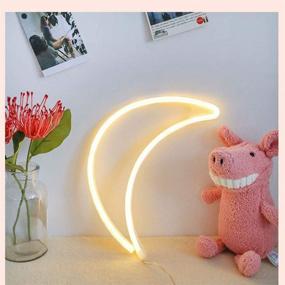 img 3 attached to 🌙 Hopolon Moon Neon Signs: Enchanting LED Light for Party Supplies, Girls Room Decor, Table Decoration & Children's Gifts (Warm White Moon)