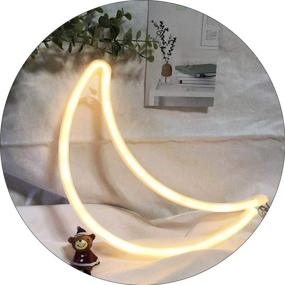 img 4 attached to 🌙 Hopolon Moon Neon Signs: Enchanting LED Light for Party Supplies, Girls Room Decor, Table Decoration & Children's Gifts (Warm White Moon)