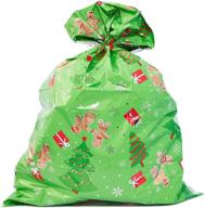 gingerbread christmas tree jumbo gift sacks: green, 3 x 4 ft, 6 pack for large gifts logo