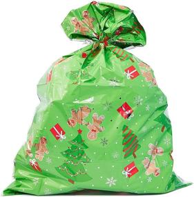 img 4 attached to Gingerbread Christmas Tree Jumbo Gift Sacks: Green, 3 x 4 Ft, 6 Pack for Large Gifts