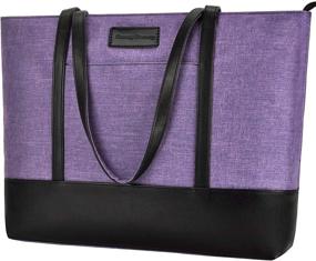 img 4 attached to 👜 Stylish & Spacious Laptop Tote Bag for Women | Fits 15.6-17 Inch Laptops | Water Resistant Nylon | Lightweight Shoulder & Messenger Bag