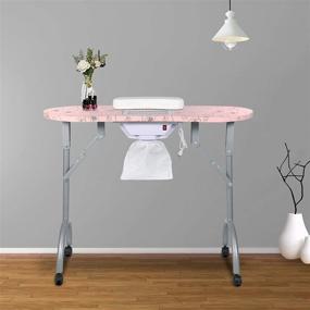 img 4 attached to 💅 LEIBOU Professional Folding Portable Vented Beauty Manicure Table Nail Desk Salon Spa With Fan & Bag – Convenient and Stylish Pink Design (35''x 16''x 28'')