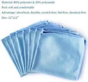 img 3 attached to 🧼 Chemical-Free Microfiber Glass Cleaning Cloths - Lint-Free & Scratch-Free | Ideal for Windows, Mirrors, Windshield, Computer Screens, TV, Tablets, Dishes, Camera Lenses | Blue, 12"x12", 8 Pack