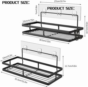 img 1 attached to ANYEV Shower Caddy Shelf Organizer 2 Pack: Traceless Adhesive Black Bathroom Basket Shelves with Hooks