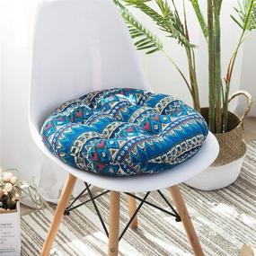 img 2 attached to 🪑 Blue Soft Round Chair Pad - 16" Diameter - for Garden, Patio, Home, Kitchen, Office - vctops Bohemian Seat Cushion