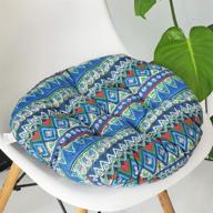 🪑 blue soft round chair pad - 16" diameter - for garden, patio, home, kitchen, office - vctops bohemian seat cushion logo