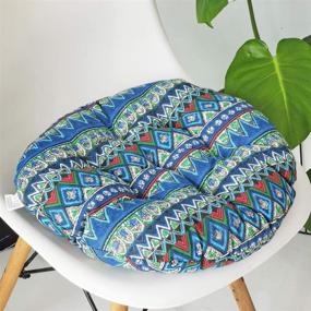 img 4 attached to 🪑 Blue Soft Round Chair Pad - 16" Diameter - for Garden, Patio, Home, Kitchen, Office - vctops Bohemian Seat Cushion