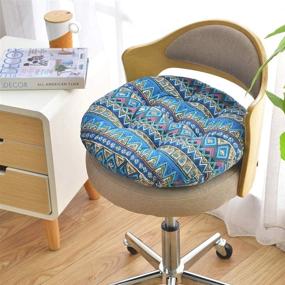 img 3 attached to 🪑 Blue Soft Round Chair Pad - 16" Diameter - for Garden, Patio, Home, Kitchen, Office - vctops Bohemian Seat Cushion