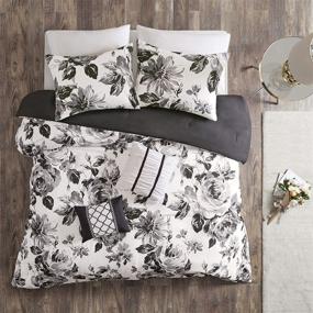 img 2 attached to Intelligent Design Dorsey Comforter: Reversible Flower Floral Botanical Printed 🌸 Ultra-Soft Brushed All Season Bedding Set in Full/Queen Size, Black and White