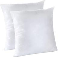 set of 2 decorative throw pillow inserts - premium hypoallergenic couch pillows - 18 x 18 inches - white - ideal for couch, bed, sofa logo