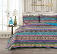 🛏️ chezmoi collection odette 2-piece twin size boho chic blue pink purple pre-washed 100% cotton bohemian bedspread quilt set logo