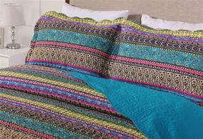 img 2 attached to 🛏️ Chezmoi Collection Odette 2-Piece Twin Size Boho Chic Blue Pink Purple Pre-Washed 100% Cotton Bohemian Bedspread Quilt Set