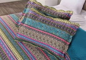 img 1 attached to 🛏️ Chezmoi Collection Odette 2-Piece Twin Size Boho Chic Blue Pink Purple Pre-Washed 100% Cotton Bohemian Bedspread Quilt Set