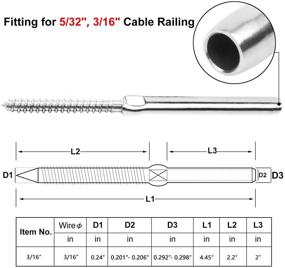 img 3 attached to 🔩 BLIKA 3/16" Swage Lag Screws: T316 Stainless Steel Deck Cable Railing Hardware (20 Pairs)