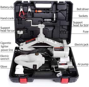 img 4 attached to ⚡ Набор для электрического домкрата STANDTALL для автомобиля: 3-тонный универсальный автоматический гидравлический домкрат 12 в сборе с ударным гайковертом и насосом для накачивания шин - идеальный для легкой замены и ремонта колес.
