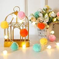 🎉 reshowerle battery operated 20 led string lights: add a warm white glow to your bedroom party with 9.8ft globe pompoms balls christmas fairy string lights логотип