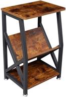 🎶 industrial side table & record player stand with storage shelf: stylish wood look accent furniture for coffee books & magazines - metal frame for added durability logo