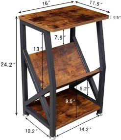 img 3 attached to 🎶 Industrial Side Table & Record Player Stand with Storage Shelf: Stylish Wood Look Accent Furniture for Coffee Books & Magazines - Metal Frame for added durability