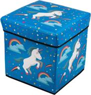 📦 aotuo blue foldable cube storage toy box - foldable storage ottoman bedroom stool seat - ideal for children & toddlers logo