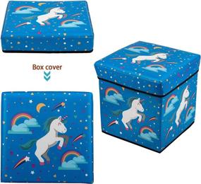 img 2 attached to 📦 AoTUo Blue Foldable Cube Storage Toy Box - Foldable Storage Ottoman Bedroom Stool Seat - Ideal for Children & Toddlers