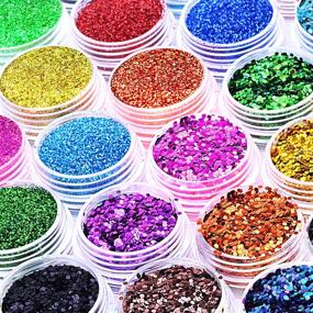 img 4 attached to 🌈 Extra Fine Holographic Glitter Pigment Powder for Epoxy Resin Crafts - 24 Colors. Perfect for Nail Art, Festival Decor, Cosmetic Body & Hair, Slime, Tumblers