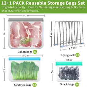 img 3 attached to 🌱 BPA Free Reusable Storage Bags, 12 Pack: 4 Sandwich Bags, 4 Snack Bags, 4 Gallon Bags - Leakproof Silicone Food Bags for Freezer, Eco-Friendly and Durable