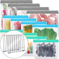 🌱 bpa free reusable storage bags, 12 pack: 4 sandwich bags, 4 snack bags, 4 gallon bags - leakproof silicone food bags for freezer, eco-friendly and durable логотип