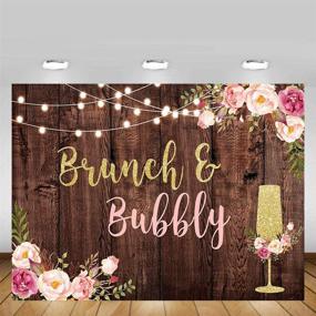 img 1 attached to 🌸 Mehofond 8x6ft Brunch and Bubbly Bridal Shower Party Backdrop: Rustic Brown Wood, Glitter Lights, Pink Floral, Gold Champagne Background – Perfect for Rustic Wedding Banner Photo Booth and Studio Photography