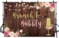 🌸 mehofond 8x6ft brunch and bubbly bridal shower party backdrop: rustic brown wood, glitter lights, pink floral, gold champagne background – perfect for rustic wedding banner photo booth and studio photography logo