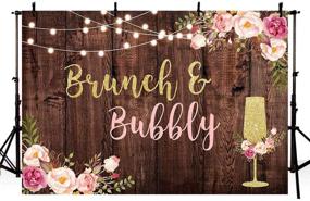 img 4 attached to 🌸 Mehofond 8x6ft Brunch and Bubbly Bridal Shower Party Backdrop: Rustic Brown Wood, Glitter Lights, Pink Floral, Gold Champagne Background – Perfect for Rustic Wedding Banner Photo Booth and Studio Photography