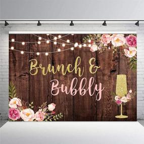 img 2 attached to 🌸 Mehofond 8x6ft Brunch and Bubbly Bridal Shower Party Backdrop: Rustic Brown Wood, Glitter Lights, Pink Floral, Gold Champagne Background – Perfect for Rustic Wedding Banner Photo Booth and Studio Photography