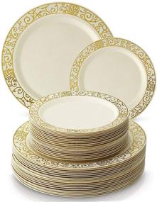 img 4 attached to DISPOSABLE DINNERWARE Elegant Venetian Collection