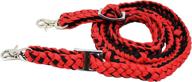 🐴 nylon braided red black western horse tack: challenger roping knotted barrel reins (60716) логотип