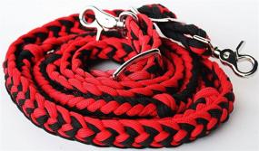 img 1 attached to 🐴 Nylon Braided Red Black Western Horse Tack: CHALLENGER Roping Knotted Barrel Reins (60716)