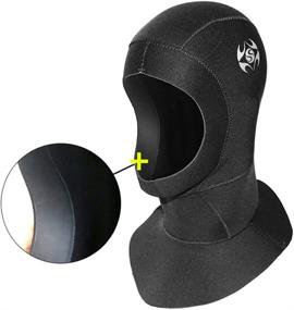 img 2 attached to 🌊 Stay Warm and Comfortable with the Neoprene Wetsuit Dive Hood Vented Bib Hood 3MM - Perfect for Water Sports, Snorkeling, Surfing, Scuba Diving, Kayaking, Swimming, and Sailing!