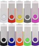 10 pack of usb flash drives - 4gb capacity, swivel design with led indicator - ideal for data storage, file sharing, and easy color coding (multi-color, usb 2.0) логотип