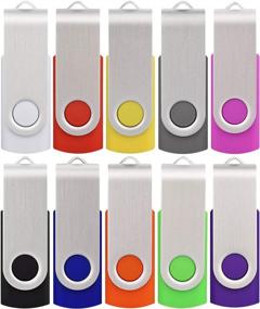 img 4 attached to 10 Pack of USB Flash Drives - 4GB Capacity, Swivel Design with LED Indicator - Ideal for Data Storage, File Sharing, and Easy Color Coding (Multi-Color, USB 2.0)