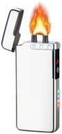 🔥 silver dual arc lighter: usb rechargeable windproof flame plasma lighter - ideal for cigar, candle & cigarette - no gas needed! logo
