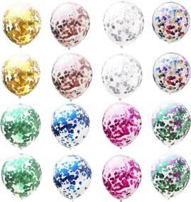 img 3 attached to 🎈 Set of 16, 12 Inch Latex Balloons for Wedding, Birthday, Baby Shower, Christmas Party Decorations - Multicolor Confetti Balloons Supplies